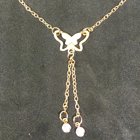 Rose Gold 3D Butterfly 🦋 2 rhinestones Anklet R Bracelet - Picture 5 of 5